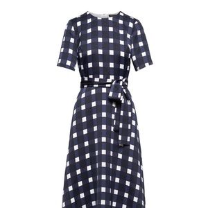 Navy and White Checkered Dress